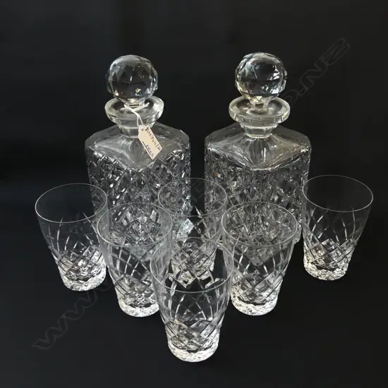 PR CRYSTAL DECANTERS + 6 GLASSSES