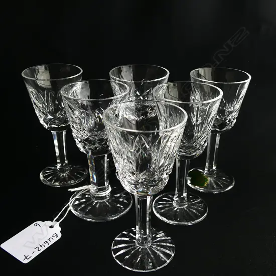 SIX WATERFORD 'LISMORE' LIQUEUR GLASSES, H. 90MM