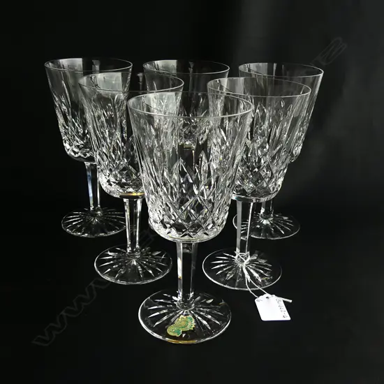 SIX WATERFORD 'LISMORE' STEMMED WINE GLASSES H. 175MM