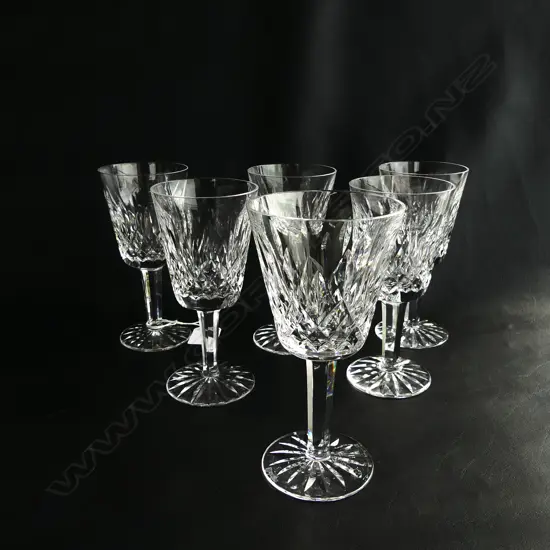 SIX WATERFORD 'LISMORE' STEMMED WINE GLASSES, H. 145MM