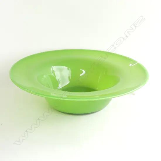 LARGE GREEN ART GLASS BOWL 360mm dia