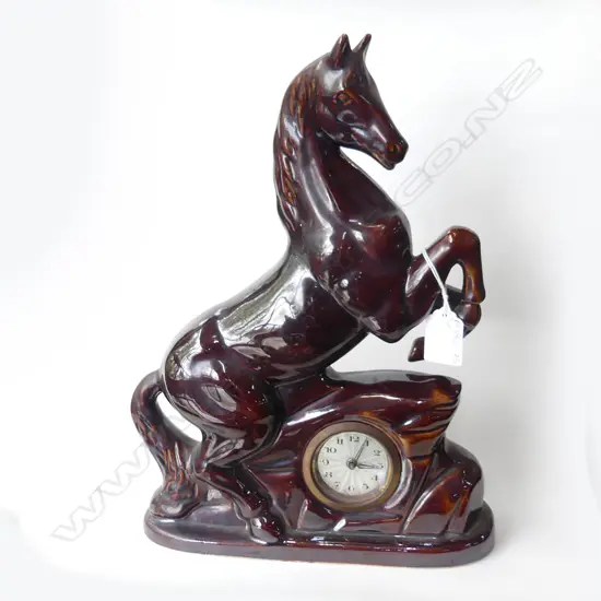 LARGE CERAMIC HORSE MANTLE CLOCK H. 335MM