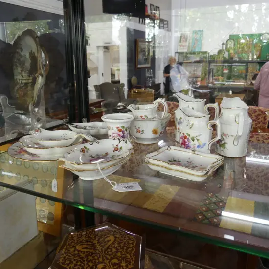 ASST ROYAL CROWN DERBY, DERBY POSIES; JUGS, SM DISHES, VASE, BOWLS, STRAINER, KNIFE ETC..