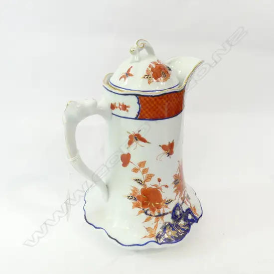 VINTAGE STANLEY PORCELAIN HAND DECORATED COFFEE POT H.  250MM
