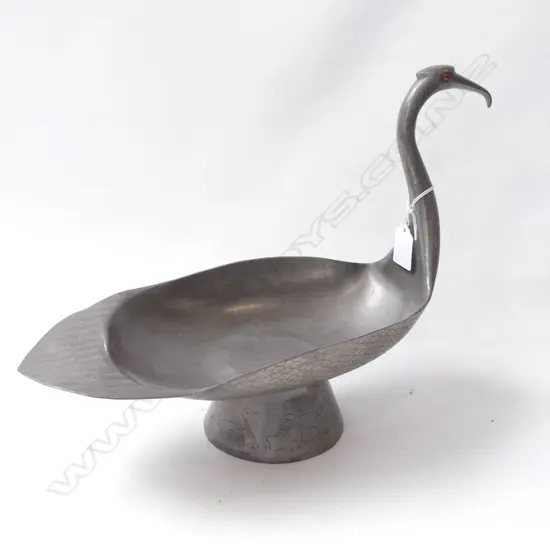 LG PEWTER BIRD BOWL L. 370 H 280MM