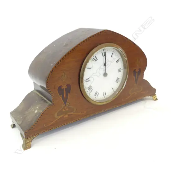 ANTIQUE EDWARDIAN MANTLE CLOCK, CRACKED GLASS