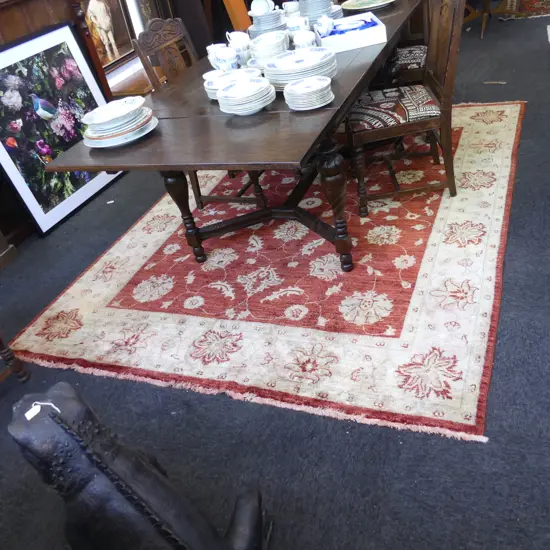 HAND KNOTTED WOOL PILE CHOBI RUG A/F some flood damage 2600x1970mm