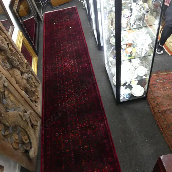 HAND KNOTTED WOOL PILE IRANIAN HAMADAN RUNNER 4200x840mm