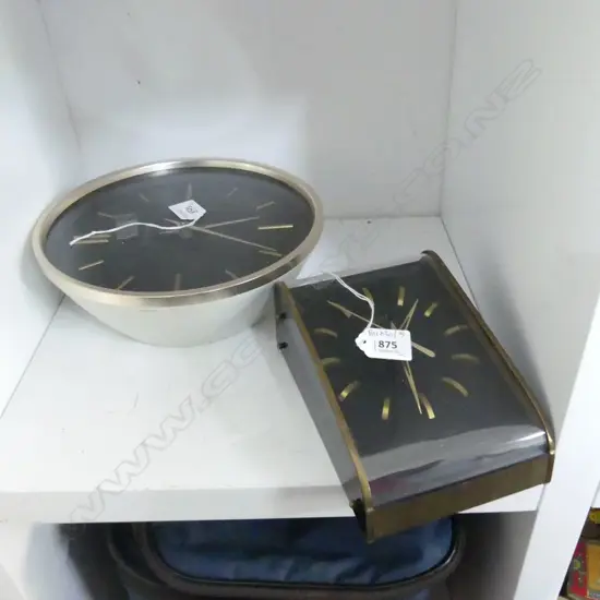 2 VINTAGE WALL CLOCKS; 'ENGLISH CLOCK SYSTEMS' 245mm dia + 'OVIVO' H.190mm