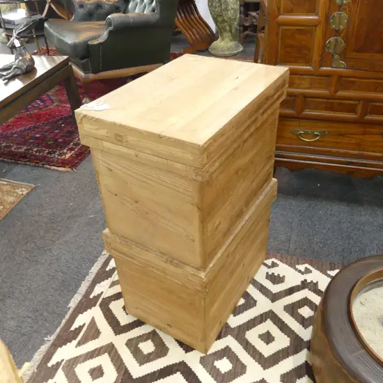 2 VINTAGE JAPANESE CEDAR TIN LINED TEA BOXES