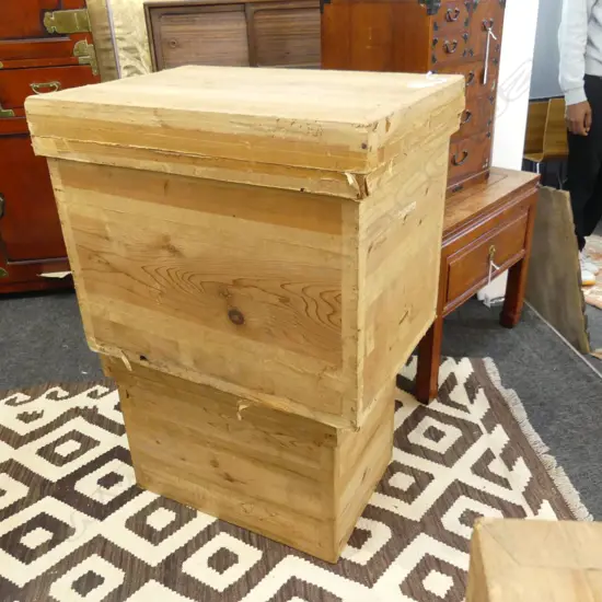 2 VINTAGE JAPANESE CEDAR TIN LINED TEA BOXES