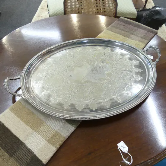 LGE OVAL SILVER PLATE TRAY 495x720mm