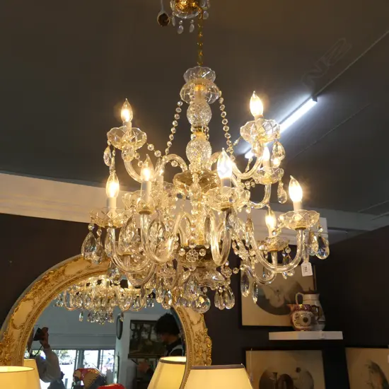 CRYSTAL 2 TIER 12 ARM CHANDELIER H.700mm / 600mm dia