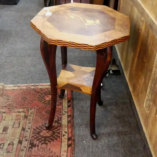 VINTAGE INLAID SIDE TABLE H.610mm 405mm dia