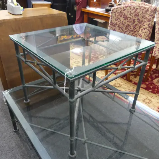 GLASS TOPPED SQUARE SIDE TABLE 600x600x500mm