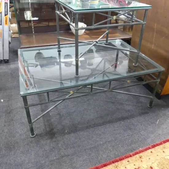 GLASS TOPPED COFFEE TABLE 1200x800x450mm