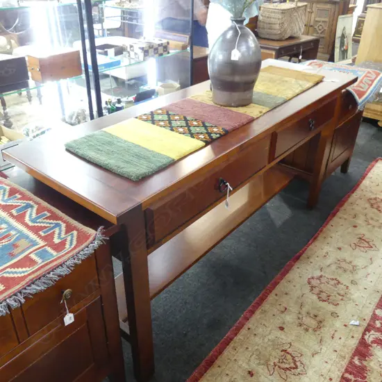 MAHOGANY STAINED CONSOLE / HALL TABLE; OTAGO FURN. Co. AF 1600x520x785mm...