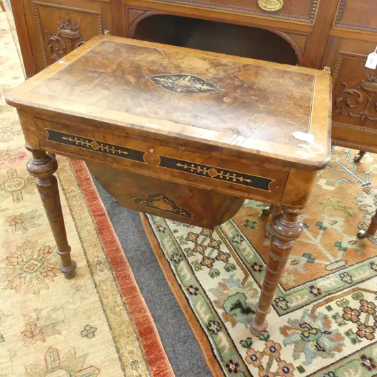 BURR WALNUT SEWING TABLE (RESTORATION) L 610MM