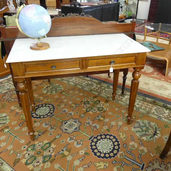 WHITE MARBLE TOPPED CONSOLE TABLE 990x470x750mm