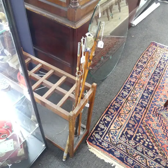 4 VINTAGE SPLIT CANE 2 PCE FISHING RODS...