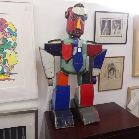 OLD OIL CAN RECONSTRUCTED ROBOT H.1050mm