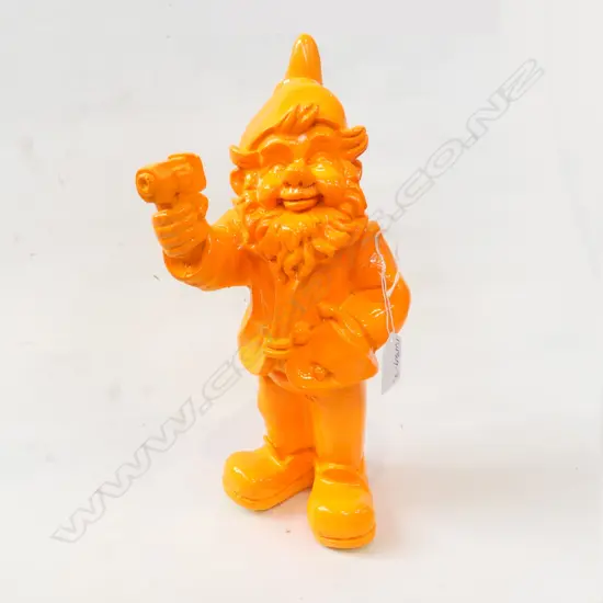 BRIGHT ORANGE RESIN GNOME WITH GUN H.300mm