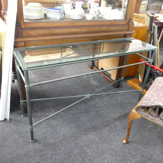 GLASS TOPPED CONSOLE TABLE 1400x400x750mm