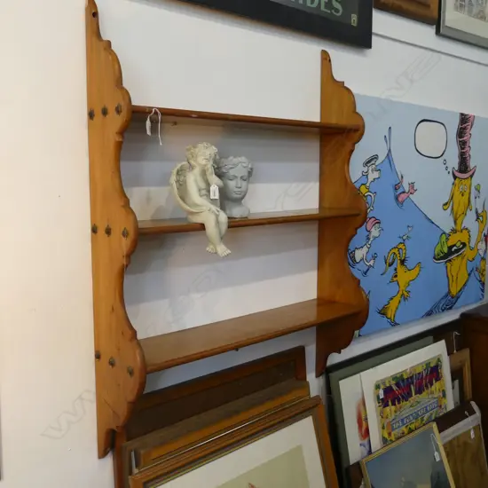 3 TIER KAURI KITCHEN SHELF w. BRASS DETAILING 900x200x1165mm