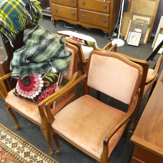 FOUR BRIDGE CHAIRS  (dog scratches to legs)