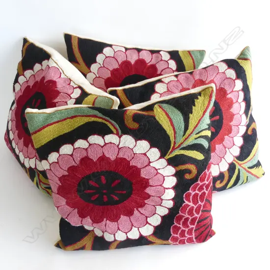 4 CHAIN STITCH FLORAL CUSHIONS