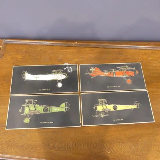 FOUR 1917 /18 AEROPLANE WALL PLAQUES 290 X 135MM