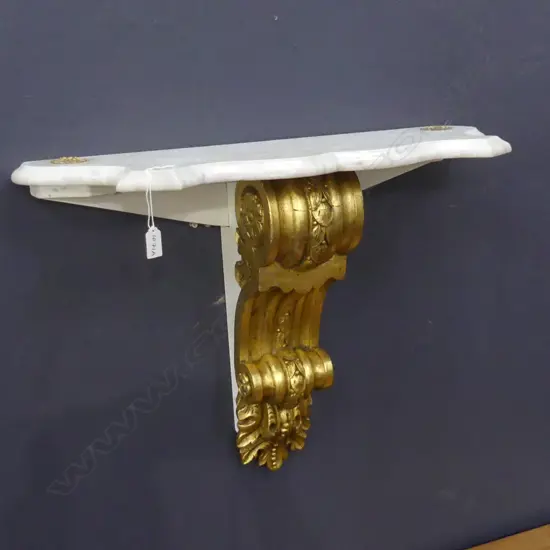GILDED CORBEL & MARBLE WALL TABLE W.720mm