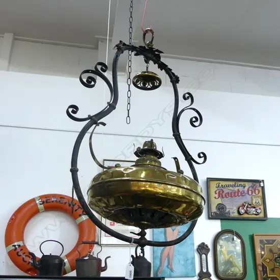 BRASS CEILING KEROSENE LAMP H 700MM