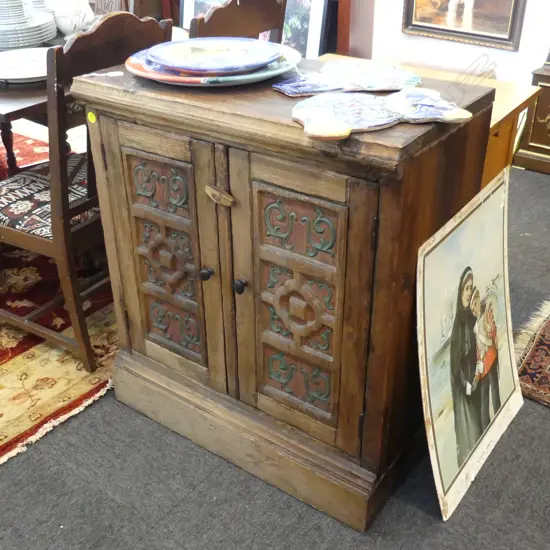 CARVED WOODEN 2 DOOR CABINET 790x435x890mm