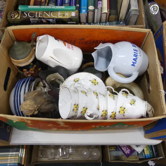 BOX LOT CERAMIC JUGS.