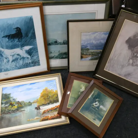 BOT LOT ASST. ARTWORKS; PRINTS; HODGEKINS, MONET, OIL ETC