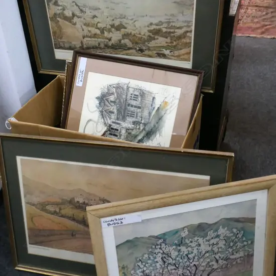 BOX LOT ASST. PRINTS / 2 MIRRORS ETC