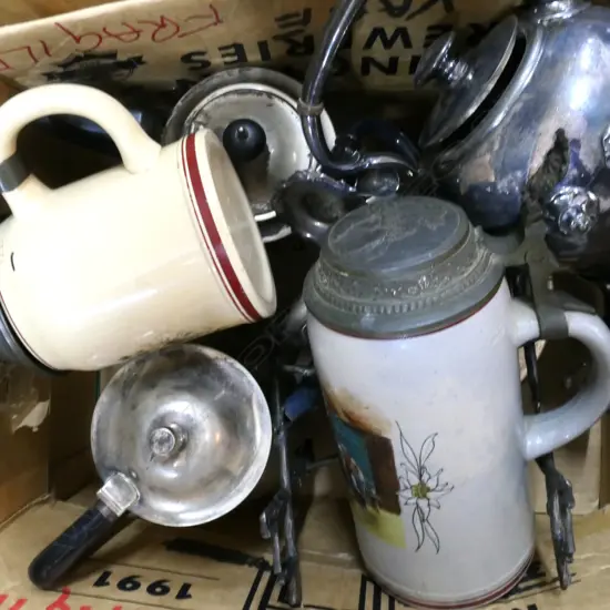 BOX LOT ASST. TANKARDS & EP