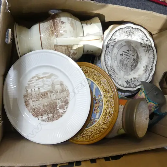 BOX ASST CHINA & POTTERY. WEST GERMAN + 1934 MELBOURNE CENTENNARY JUG by Adams & Sons