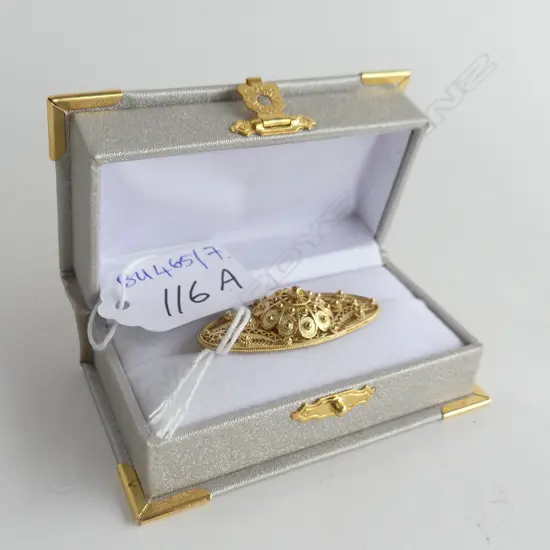 14ct. GOLD FILIGREE BROOCH 6.2gm.