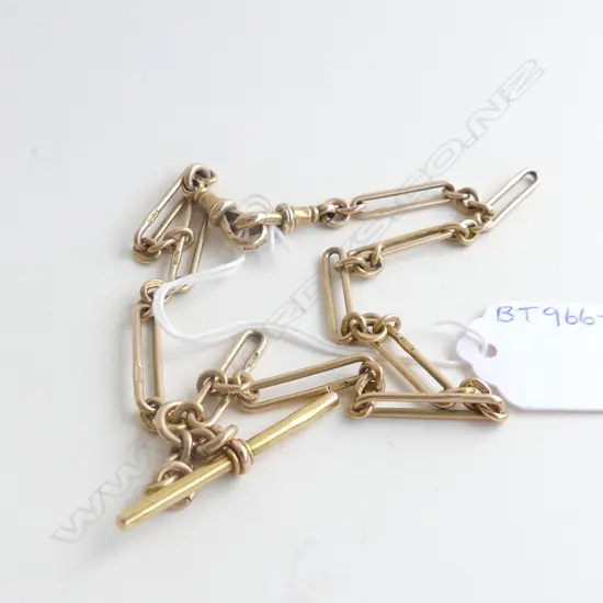 15ct GOLD PAPERCLIP LINK CHAIN WITH FOB 31.7gm.