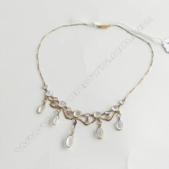 14ct. GOLD EDWARDIAN MOONSTONE NECKLACE 5.7gm....
