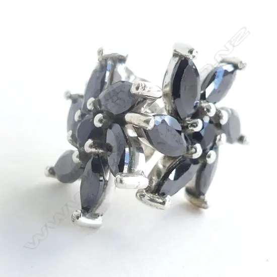 BLACK GEMSTONES & .925 SILVER STUD EARRINGS