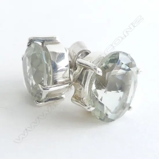GREEN AMETHYST & .925 SILVER STUD EARRINGS