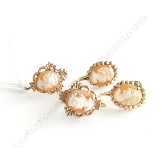 TWO PAIRS VINTAGE CAMEO EARRINGS (ONE PAIR GOLD FILLED)