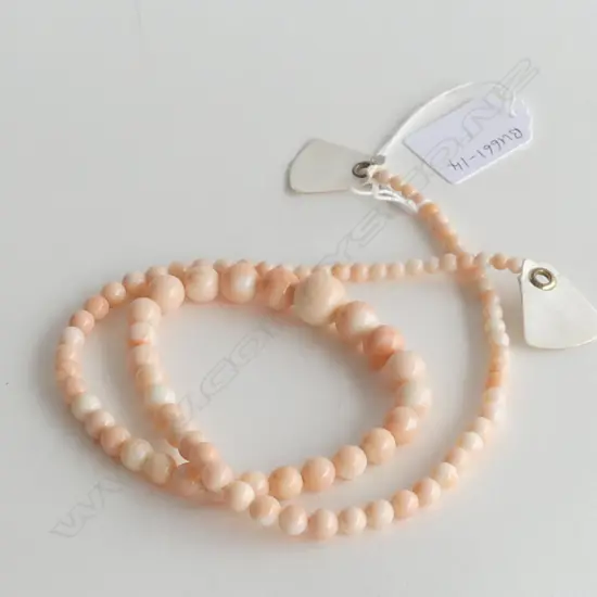 STRING OF ANTIQUE ANGEL SKIN CORAL BEADS NO CATCH **RTV**