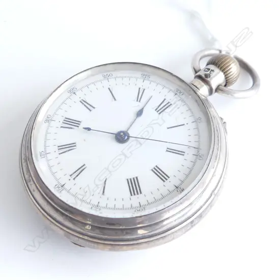 EARLY 20thC SILVER CHRONOGRAPH POCKET WATCH stop watch open face