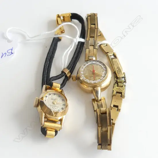 2 VINTAGE WOMEN'S GOLD PLATED WATCHES ETERNA-MATIC & MONDEINE. Running