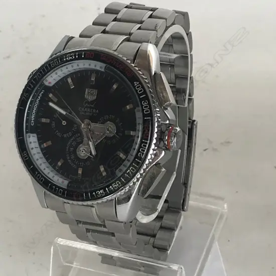 COPY TAG HEUER  GRAND CARRERA  'CALIPER CHRONGRAPH' STAINLESS WATCH