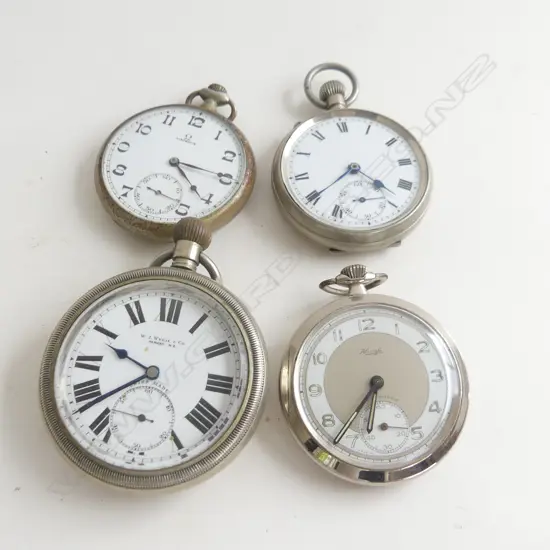 4 OLD POCKET WATCHES INCL. OMEGA